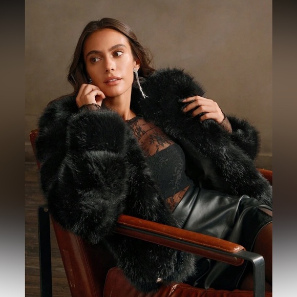 Quilted luxury faux fur vintage fur style winter coat jacket black or cream - Picture 5 of 12